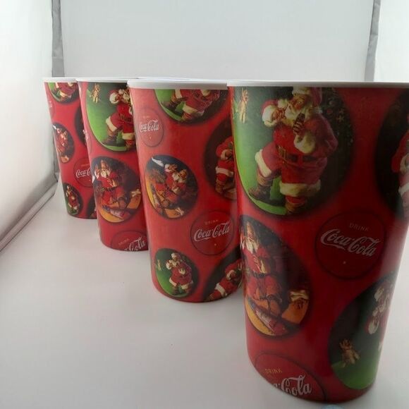 Vintage Gibson Coca-Cola Christmas Santa 5 Inch Melamine Cups, Set of 10 - Picture 4 of 12